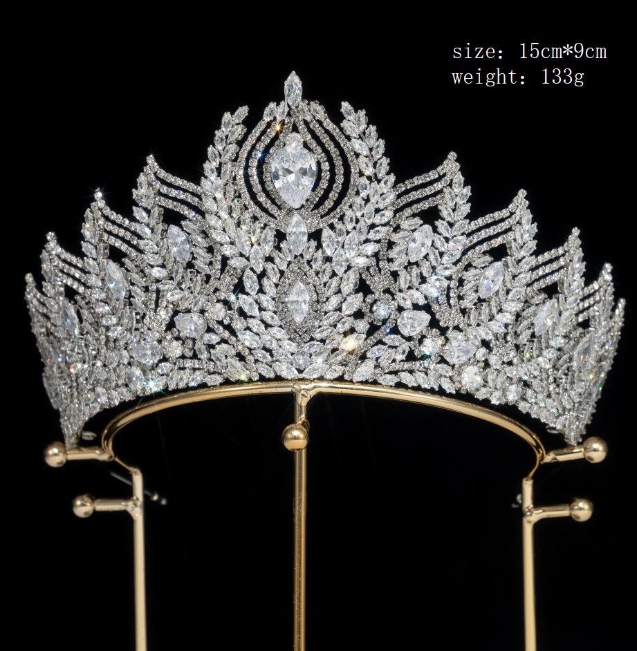High Quality Baroque Zircon Wedding Jewelry Hair Crown Zirconia Diamond Bridal Women Tiara