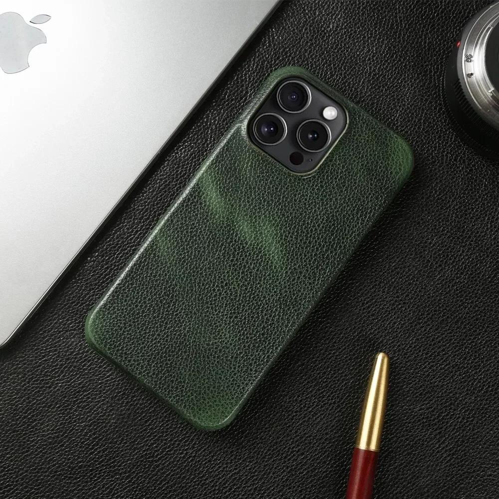 Durable Genuine Leather Case For iphone15Pro Max 14 Pro 13 12mini 11 Mobile Phone Cover Case Shockproof Back Protect Coque etui