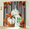 Farmhouse Autumn Pumpkin Pattern Printed Curtains Window Decorations Home Room Set Of 2 Made Polyester