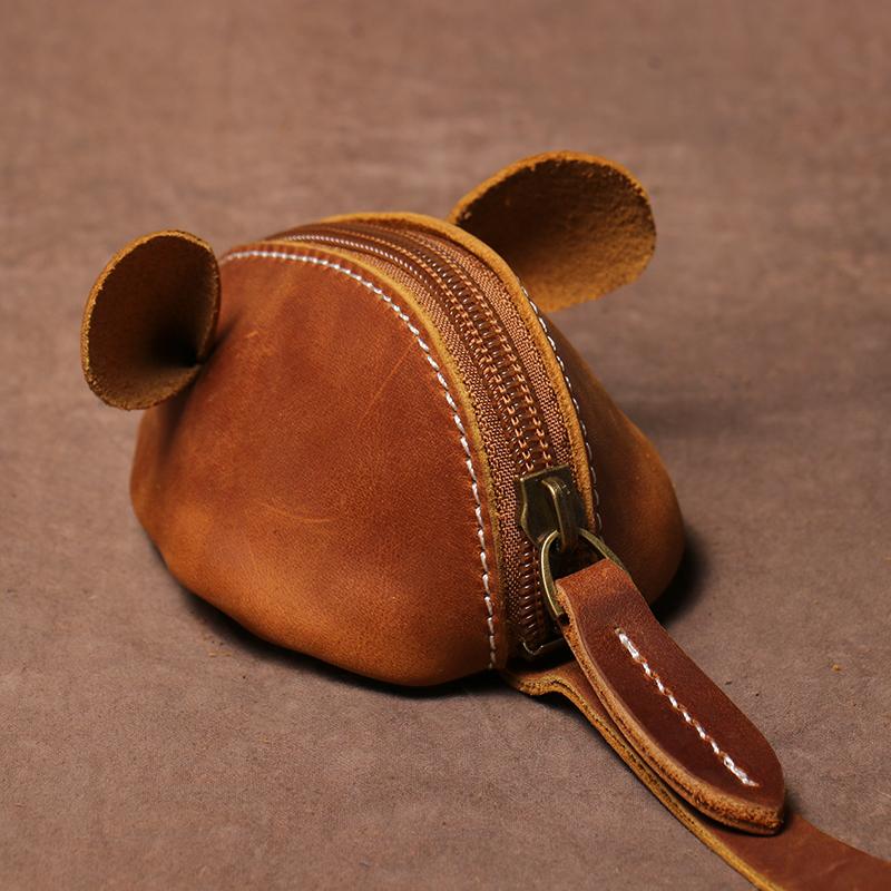 Portamonete Portapenne in Vera Pelle Piccola Borsa per Monete Borsa Creativa per Chiavi Borsa con Zip per Conservazione Portafoglio per Bambini a Fumetti
