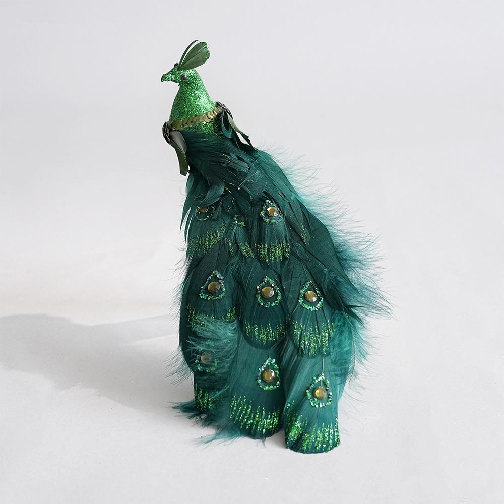 Glitzer Clip-on Pfau Baum Dekoration Langer Schwanz Weich Flauschig Weihnachten Pfau Anhänger Eingebauter Clip Schimmernde Gefiederte