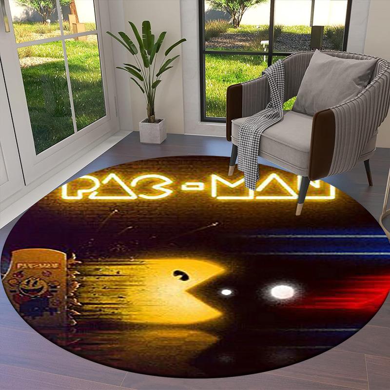 Pac-Man Round Area Rug,Carpet Rug for Living Room Bedroom Sofa Playroom Decor,Non-slip Floor Mat