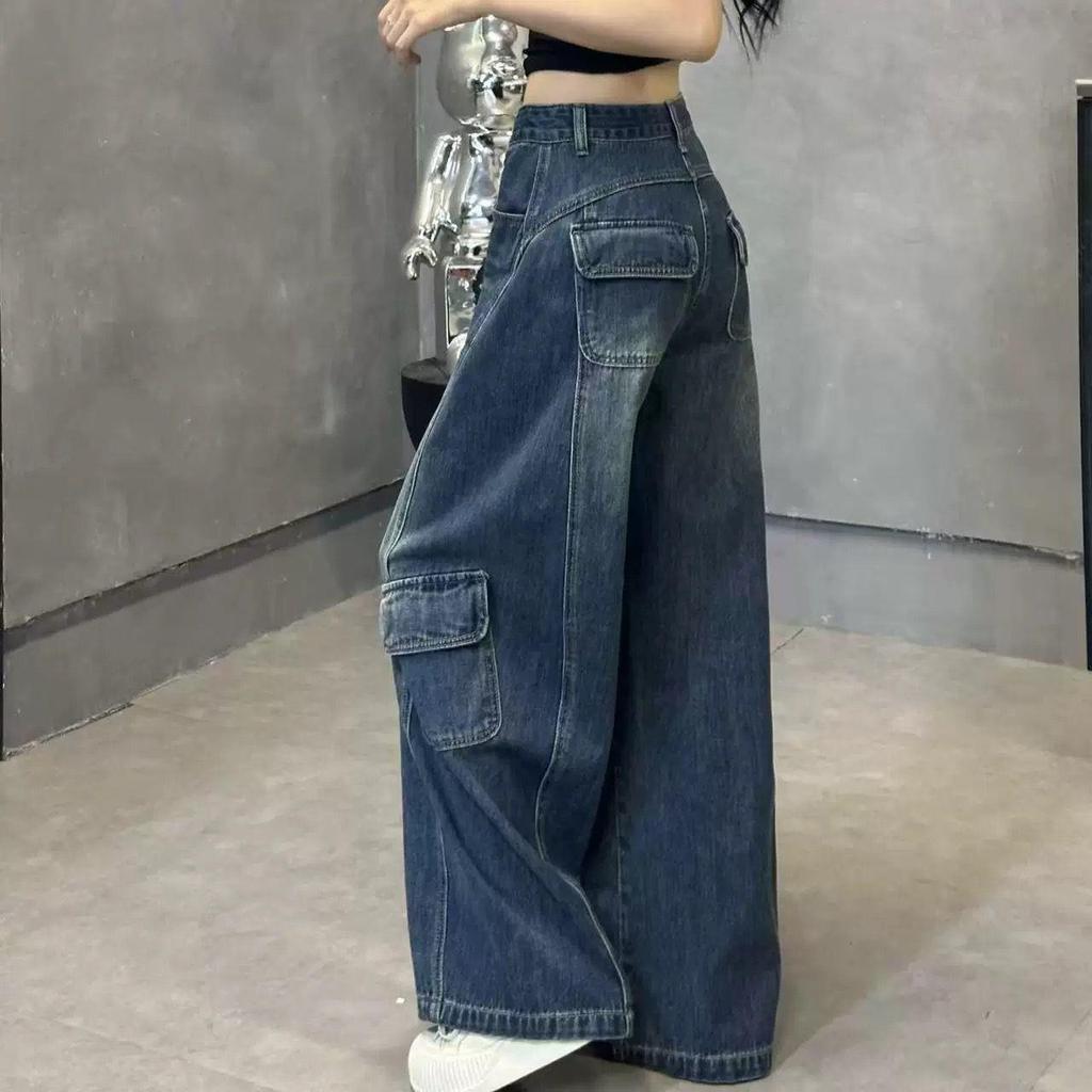 2025 Season Women's Retro Velvet Wide-Leg Floor-Length Jeans