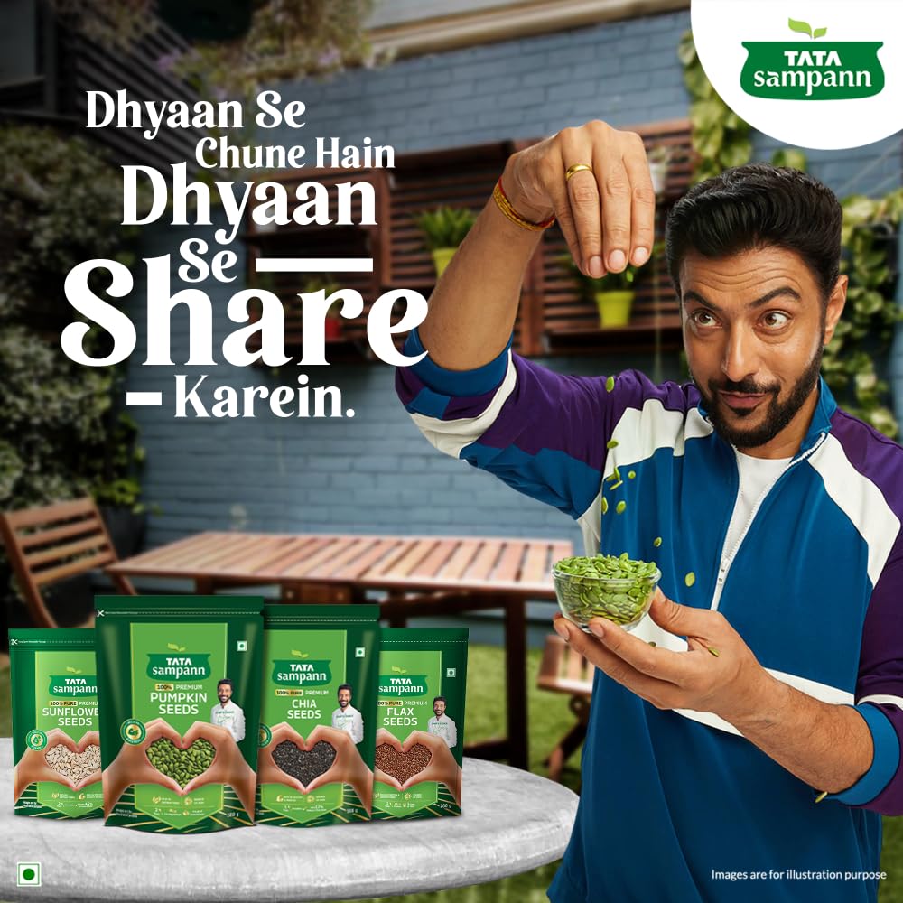 TATA Sampann Raw Green Pumpkin Seeds 500g, Rich In Protein & Fiber, Resealable Pack for Snacking & Cooking