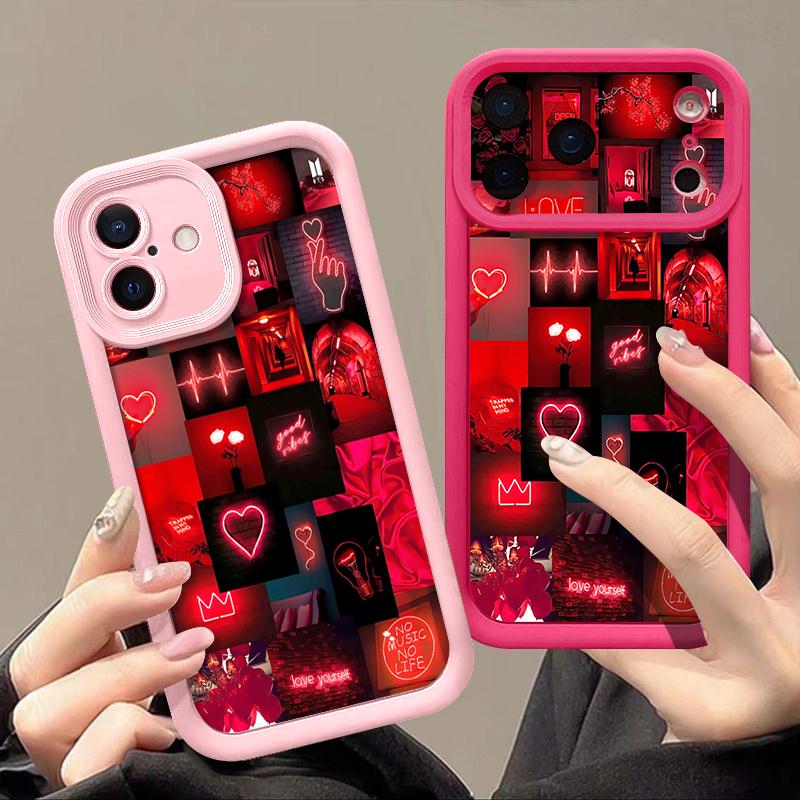 Red Heart Pattern TPU Phone Case For iPhone Air 16e 17 16 15 14 Pro Max 13 12 Pro 15 16 14 Plus Shockproof Soft Silicone Cover