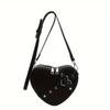 Mini Valentine's Day Heart Shaped Shoulder Bag, Solid Color Zipper Crossbody Wallet For Women, Punk Style Handbag