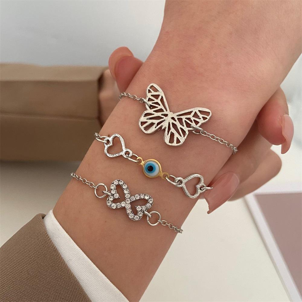 Amazon Hot-selling Evil Eye Bracelet Niche Retro Adjustable Woven Blue Lucky Bracelet Three-piece Set