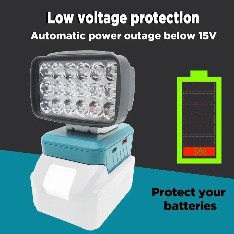 Car LED Work Lights Electric Torch Spotlight Flashlights For Makita 14.4V 18V Li-ion Battery Adapter BL1815 BL1830 BL1430 BL1860