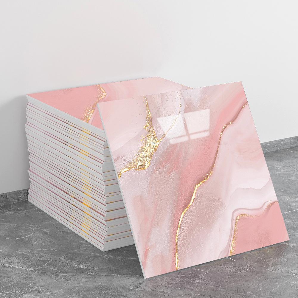 Self-Adhesive Pink Marble Wallpaper: Waterproof, Heat-Resistant Wall Sticker with Aluminum Plastic Panel
