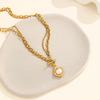 Trendy Women's Stainless Steel Necklace with OT Buckle, Pearl Pendant, Anti-Fade Casual Light Luxury Design