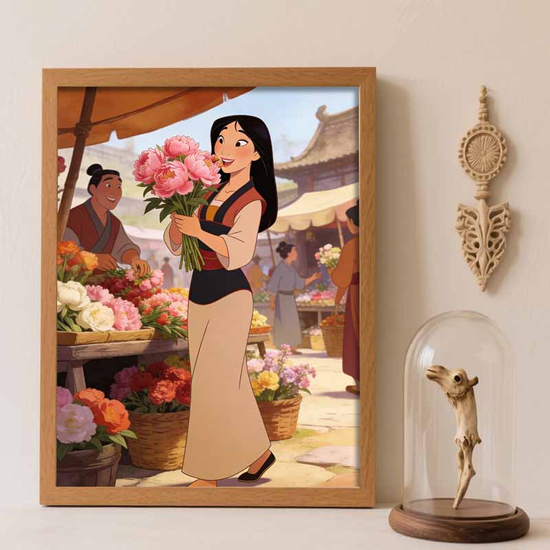 Disney Mulan Flower Market Diamond Paint Painting Art Kit Handmade DIY5D Home Decor Gift