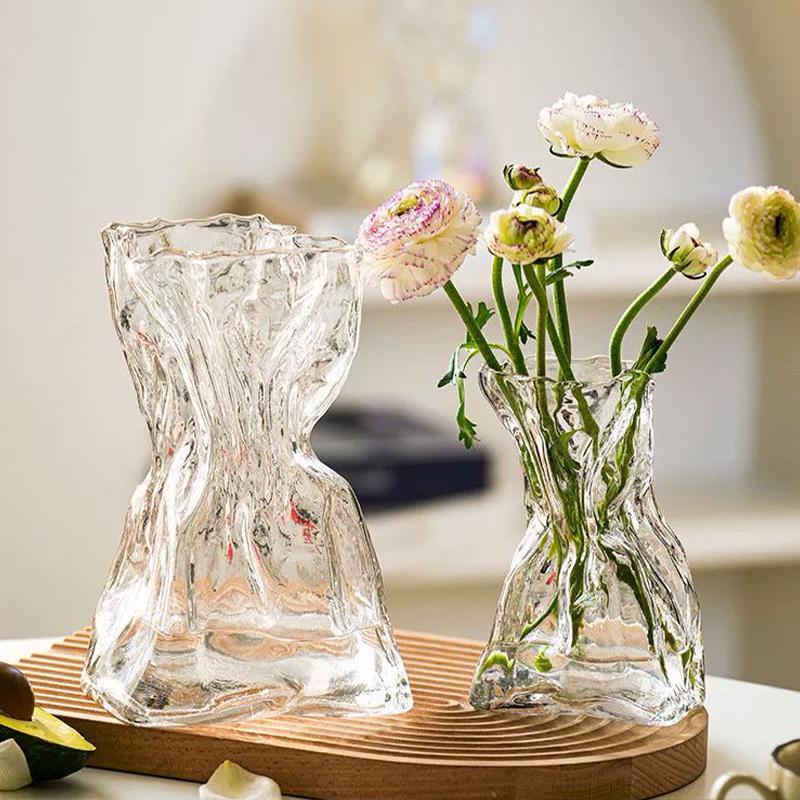 Transparent Glass Vase Nordic Flower Vases Ins Plants Bottle Flower Arrangement for Home Office Living Room Desktop Decoration