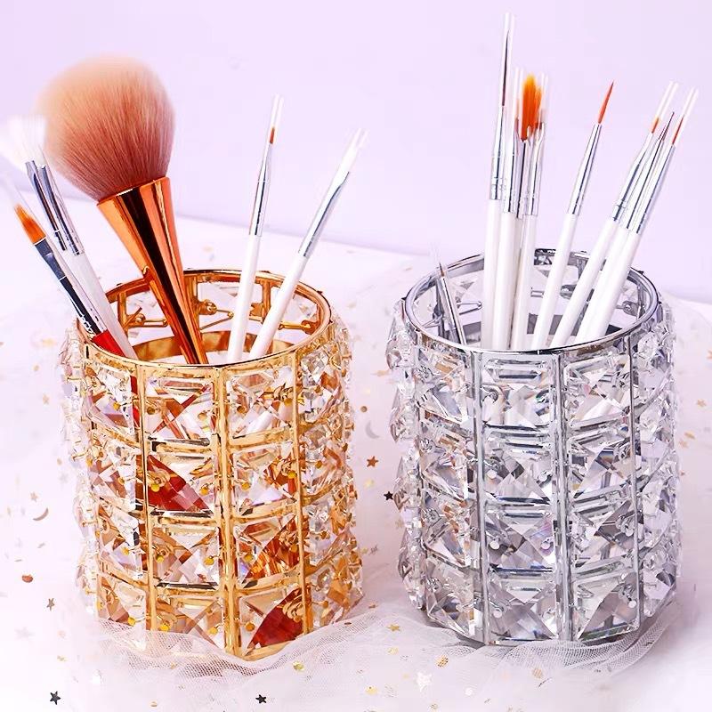Găleată de Depozitare a Pensulelor de Machiaj din Cristal în Stil Palat Recipient de Depozitare a Instrumentelor de Machiaj Cutie de Depozitare Bijuterii Raft de Depozitare a Instrumentelor pentru Unghii