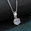 Korean Classic Large Zircon Six-Prong Pendant Necklace
