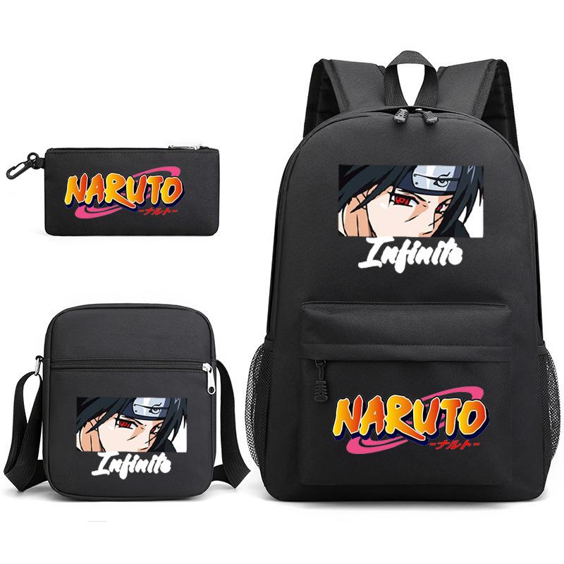 Large Capacity Schoolbag with Shoulder Strap; Student Three-piece Pencil Case Set