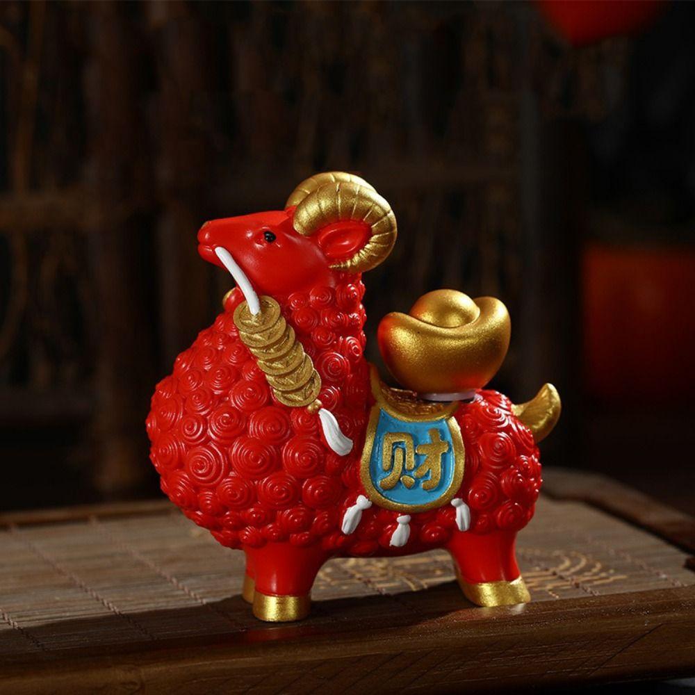 Miniature Feng Shui Goat Statue Creative Zodiac Sheep Figurine Sheep Phone Holder New Year Mascot