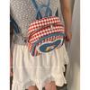Casual Plaid Canvas Bag Women's 2025 New Fashion Preppy Backpack Cartoon Girly Cute Backpack