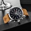 AKNIGHT Watch Genuine Leather Crystal Luminous Date Japanese Instruction Manual Men's - Stylish, Popular, Quartz, Strap, Chronograph, Display,