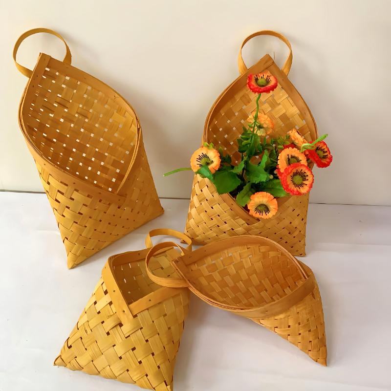1PC Multi-Purpose Kitchen Decor Woven Wall-Mounted Basket Farmhouse Wall Hanging Vegetables 2 Sizes