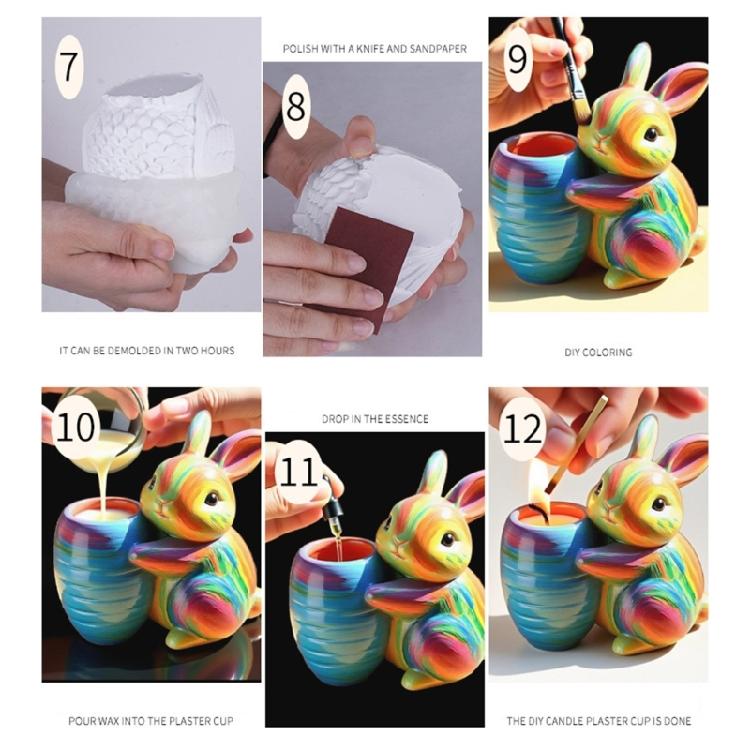 Reusable Silicone Carrot Planter Mold With Rabbit Theme DIY Resin Casting Craft Tool Decorative Tray Making Supplies