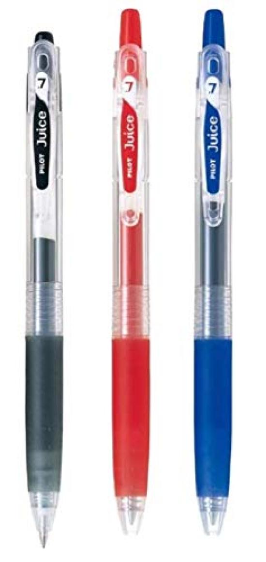 

Juice Gel Ink Ballpoint Fine Tip Pen, 0.7mm, Black/Red/Blue, LJU-10F/B/R/L, 3-Pack (3 Colors)