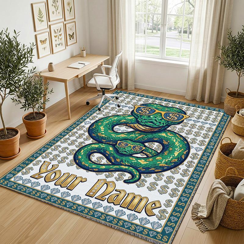 Snack Jar Theme Soft Crystal Velvet Rug Custom Name & Text Print Non Slip Floor Rug for Bedroom Living Room