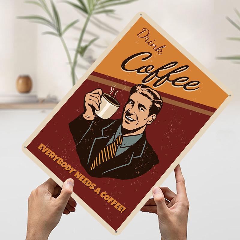 

Retro Coffee Advertisement Tinplate Poster Customized Wall Art Vintage Retro Metal Signs for Decoration Garage Decorations Decor 7.9x11.8In(20x30cm)