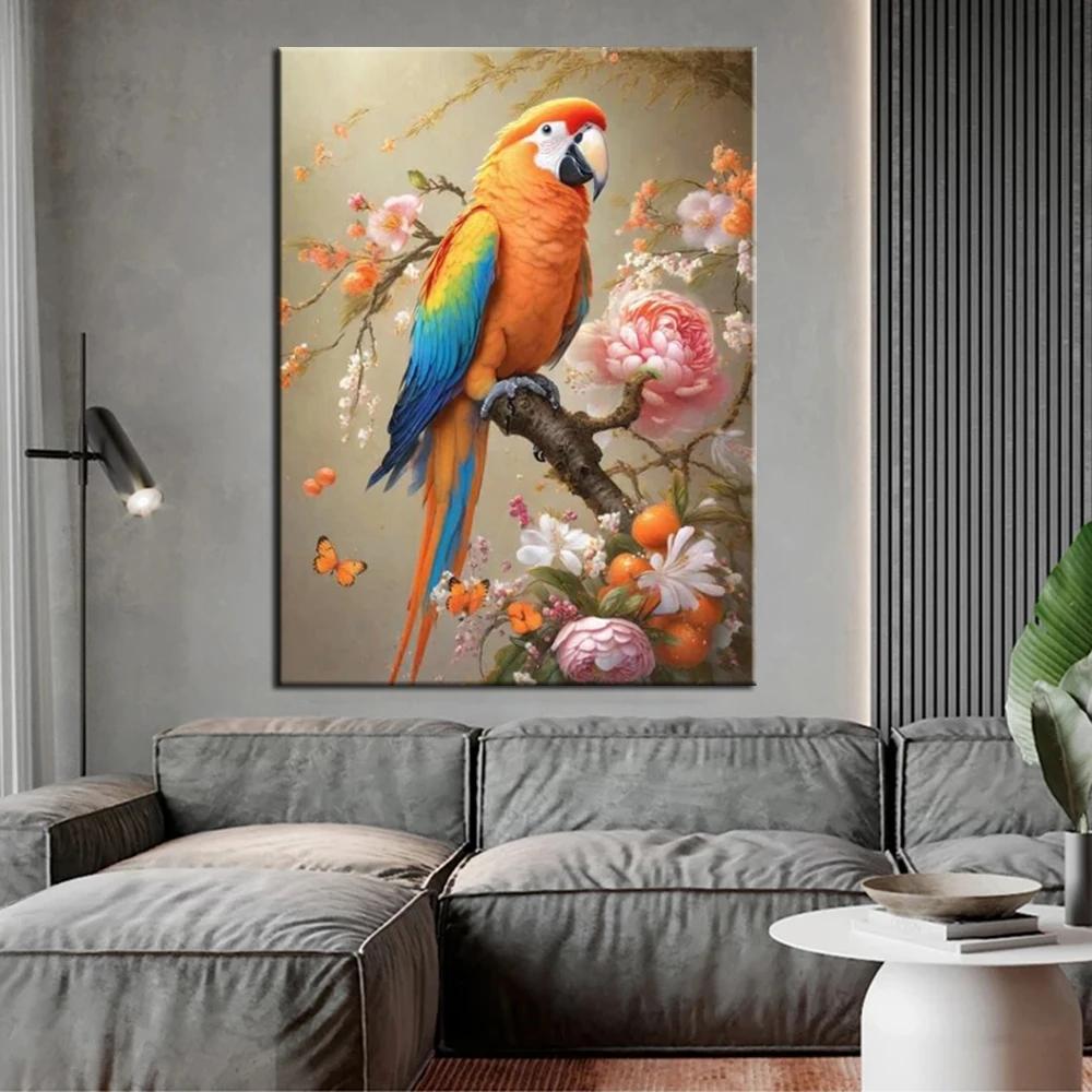 Papageien und Blumen Bild Vollbohrer 5D Diamant Malerei Mosaik Stickerei DIY Kreuzstich für Home Dekorationen J3617
