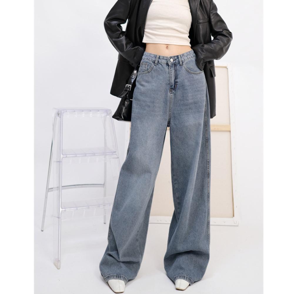 Líný vítr volné široké nohavice splývavé k podlaze džíny dámské jarní a podzimní nové trendy džíny s vysokým pasem příliv