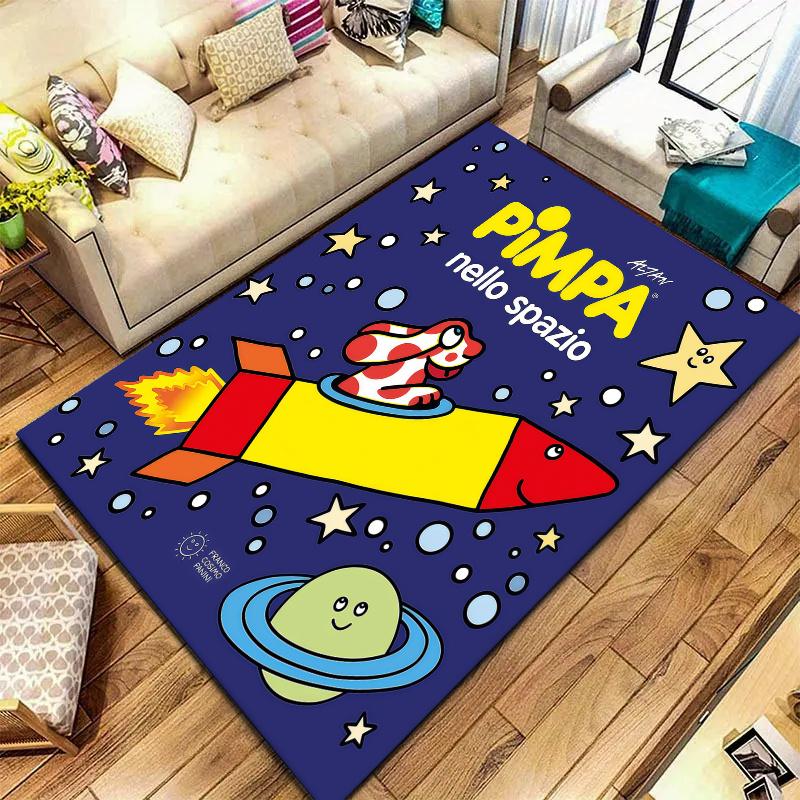 Pimpa Teppich für Wohnzimmer Schlafzimmer Zuhause Sofadekoration, Rutschfeste Bodenmatte für Kinder zum Spielen
