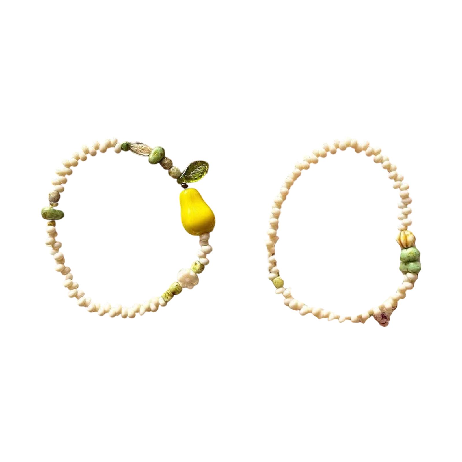 

Cute Pear Inspired Bead Bracelet Adjustable Length Wristchain Jewelry Gift For Girls Teens Everyday Accessory 1