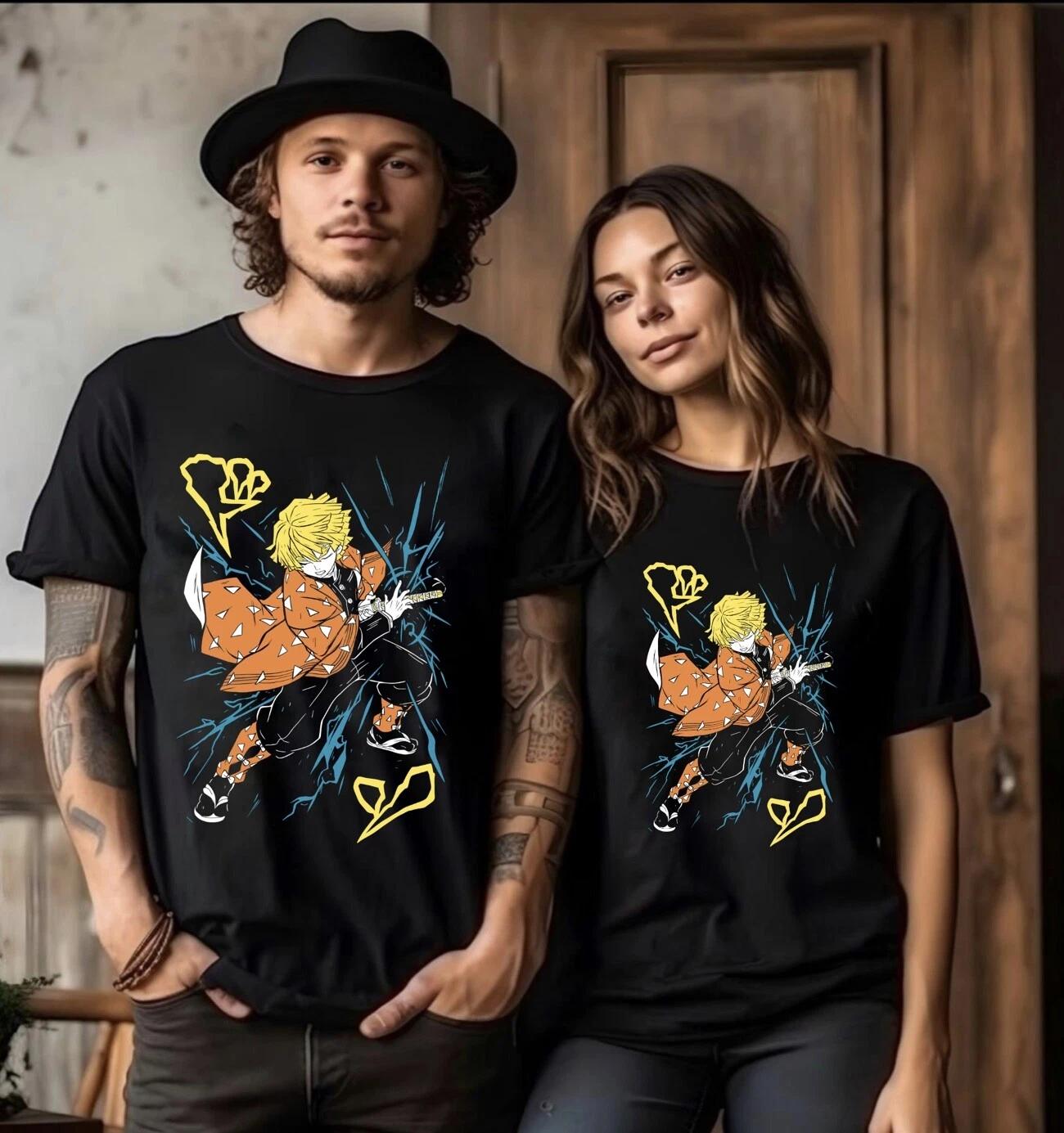 

Футболка Агацума Зеницу, Аниме Клинок, рассекающий демонов Кимэцу но Яиба, Черная футболка всех размеров S