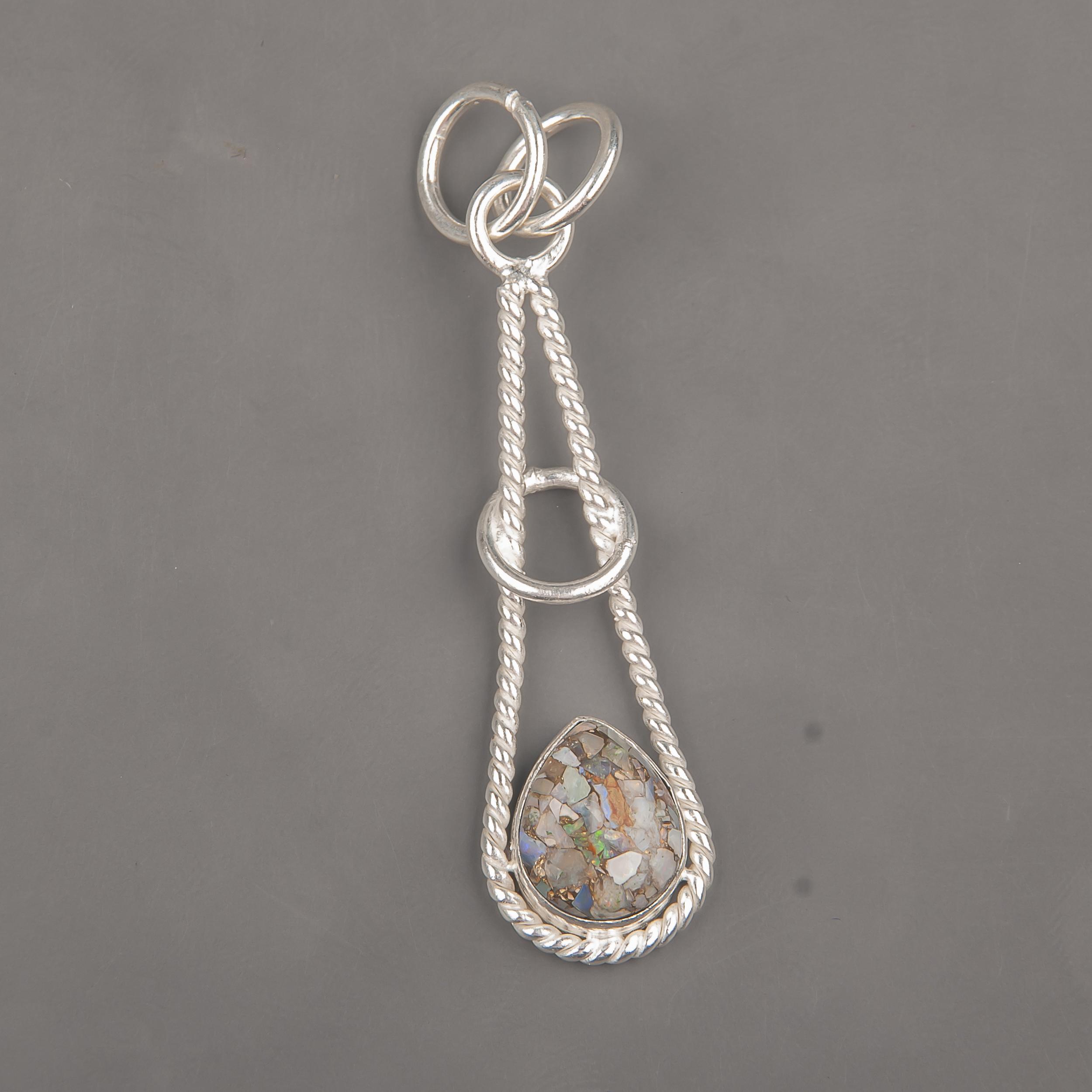 

Ethiopian Opal Copper Turquoise Handmade Gemstone Pendant, 925 Solid Sterling Silver Pendant Antique Jewelry, Pendant For Engagement Gift 1.78 Inches рожевий
