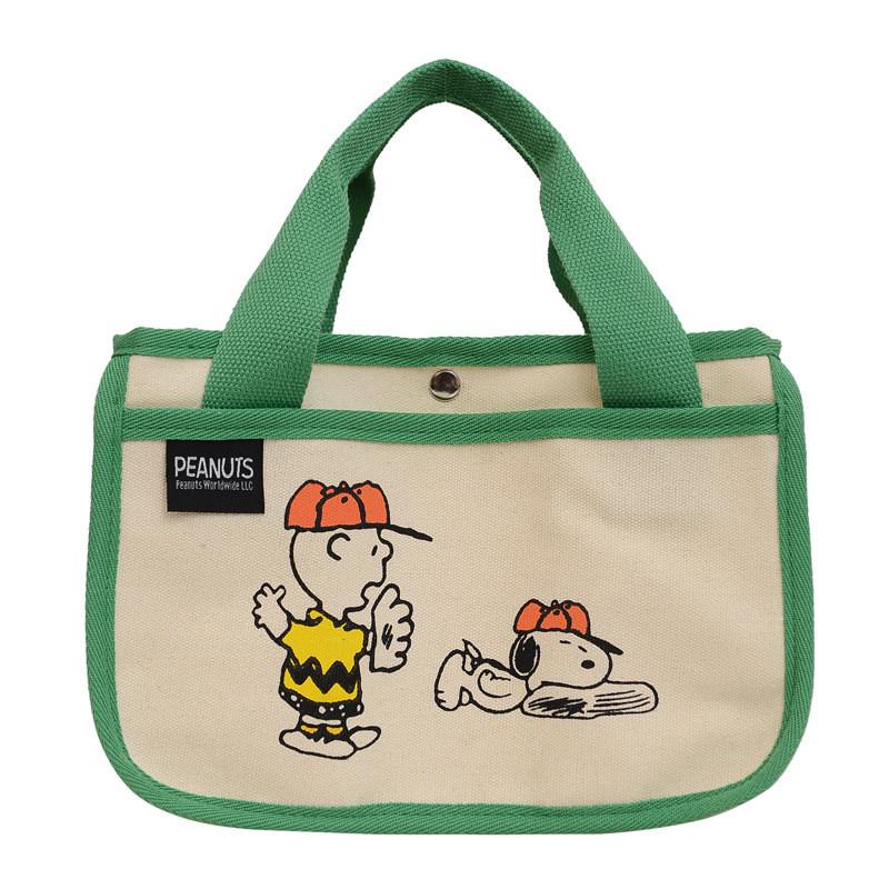 Peanuts Snoopy Canvas Lunch Bag Large Capacity Multifunction Tote Handbag For Daily Use