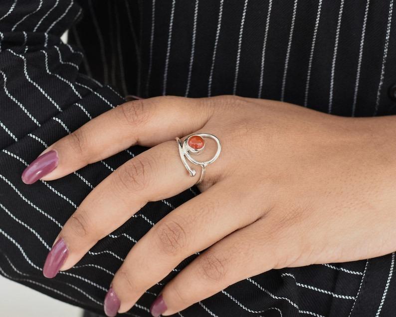 Solid 925 Sterling Silver Carnelian Gemstone Handmade Boho designer Stacking Women Ring Jewelry