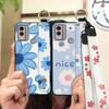 Soft Case Flower Phone Case For Nokia C22 Wristband Durable Ring Waterproof Lanyard Oil Painting Back Cover Silicone