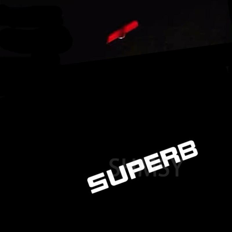AAABQ1 2Pcs LED Car Courtesy Light Signal Lamp Projector Accessories For Skoda Superb 3V 3T B5 B6 B8 2009-2015 2016 2017 2018 2019 2020