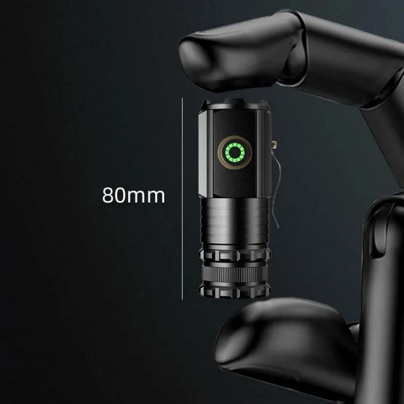 LED Mini Flashlight Powerful Type-C Rechargeable 18350 Battery Torch  2000LM Lamp with Tail Magnet Tactical Camping Lantern