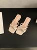 With skirt gentle slippers women's outer wear temperament holiday thick heel square head sandals