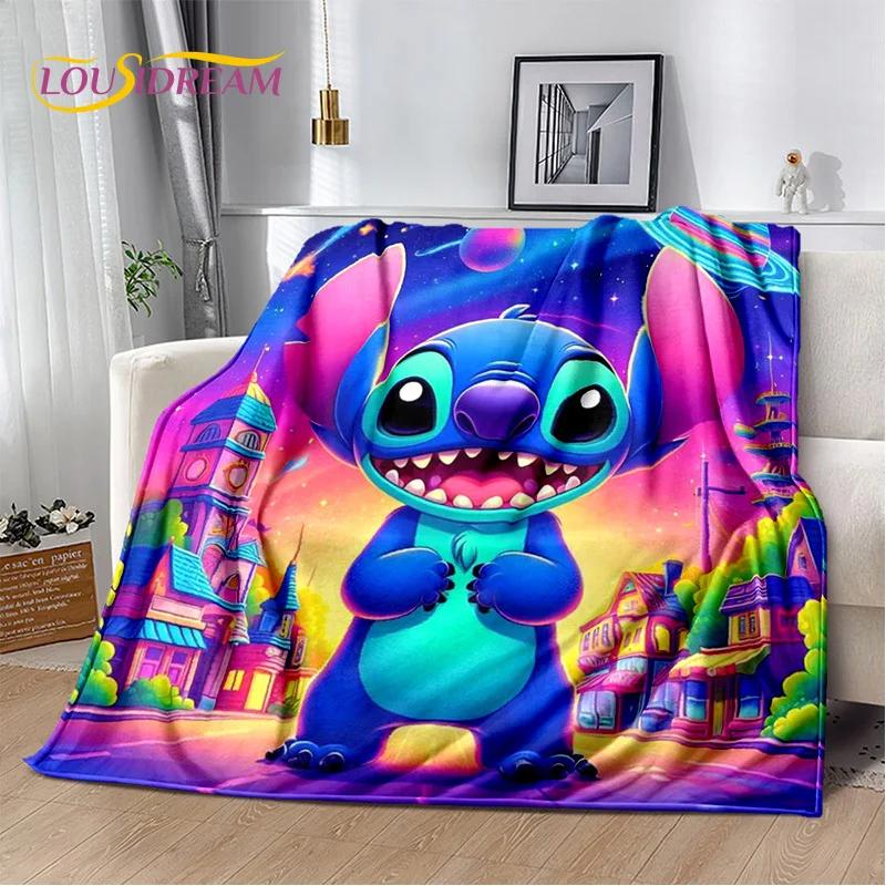 Coperta morbida in flanella con Stitch mostro cartone animato, Coperta da lancio Coperta comoda per picnic Letti Divano Casa Camera da letto Regalo Bambino