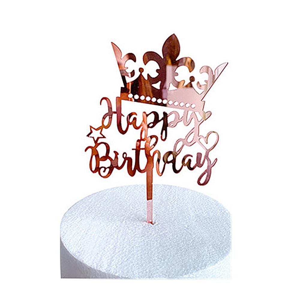 Happy Birthday Cake Topper Cake Acrylic Rose Gold Topper Birthday Party Decoration