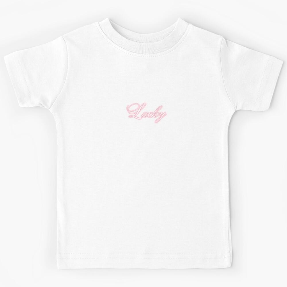 Lucky Pink Coquette Cursive Font Lettering Kids T-Shirt 170