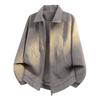 PU Leather Workwear Leather Jacket Lapel Casual Solid Color Textured Lapel Cotton Coat