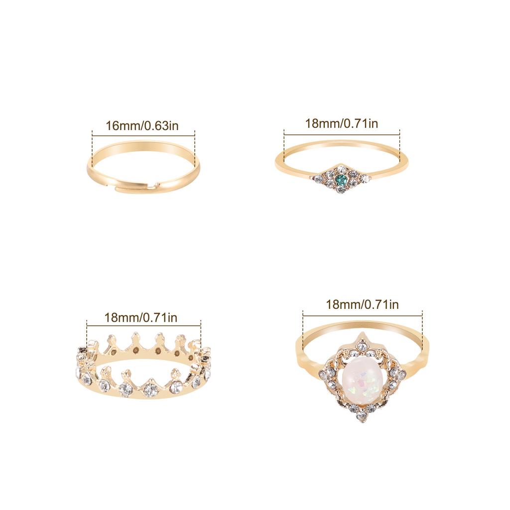 13 Pcs/Set Bohemian Ring Gold Rhinestone Stars Moon Alloy Ring Bohemian Ring KIT