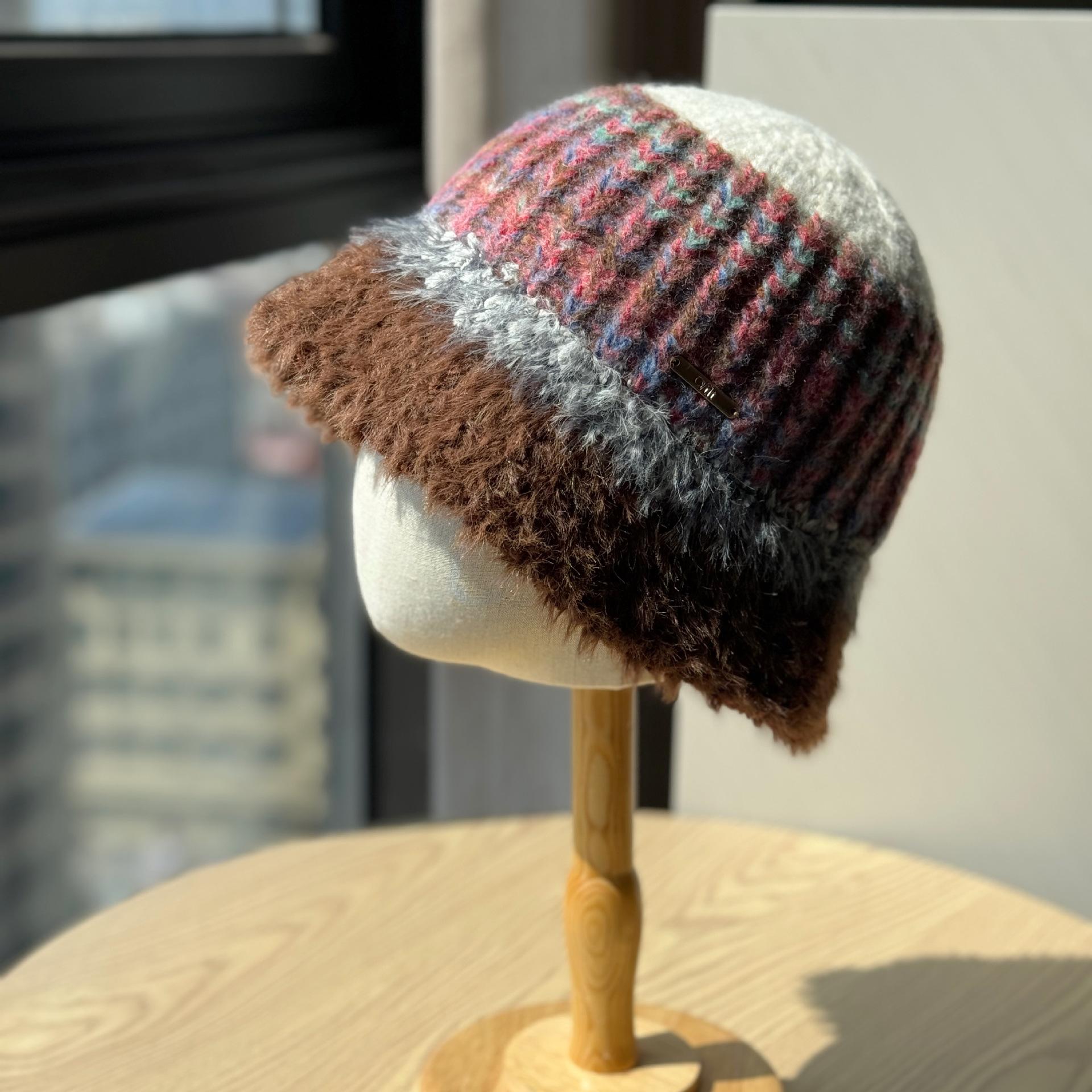 

Новая дофаминовая шляпа-панама для женщин на осень и зиму, теплая защита ушей, шляпа рыбака, плюшевая шляпа, шерстяная шляпа-ведро, вязаная, трендовая one size