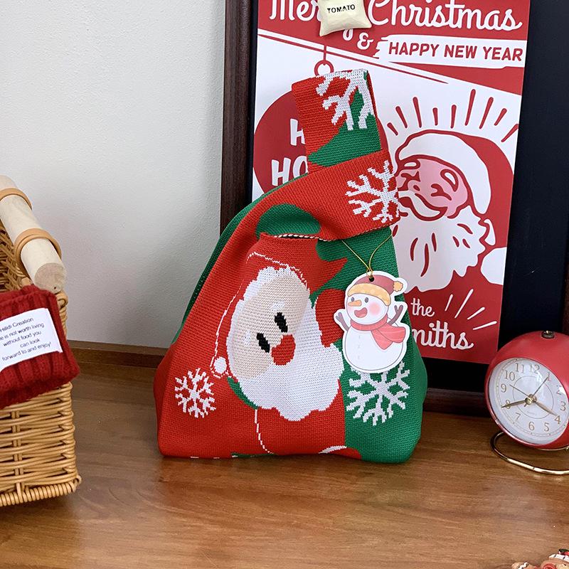 Festive Christmas Knit Tote Bag: Creative Handbag for Gifts & Candy