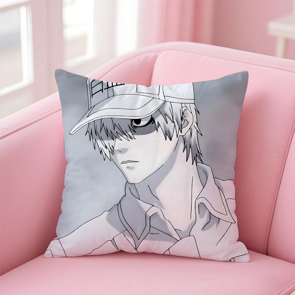 Anime C-Cells at WorkS Cushion Cover Comfortable Reversible Pillow Cover Ideal for Car Sofa Bedroom & Beyond