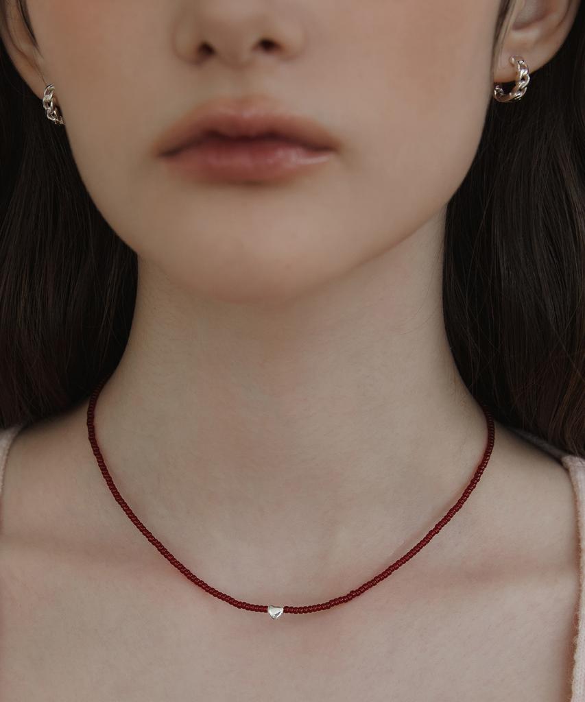 Tatiana (Silver 925) Dainty Heart Bead Necklace Nz2443