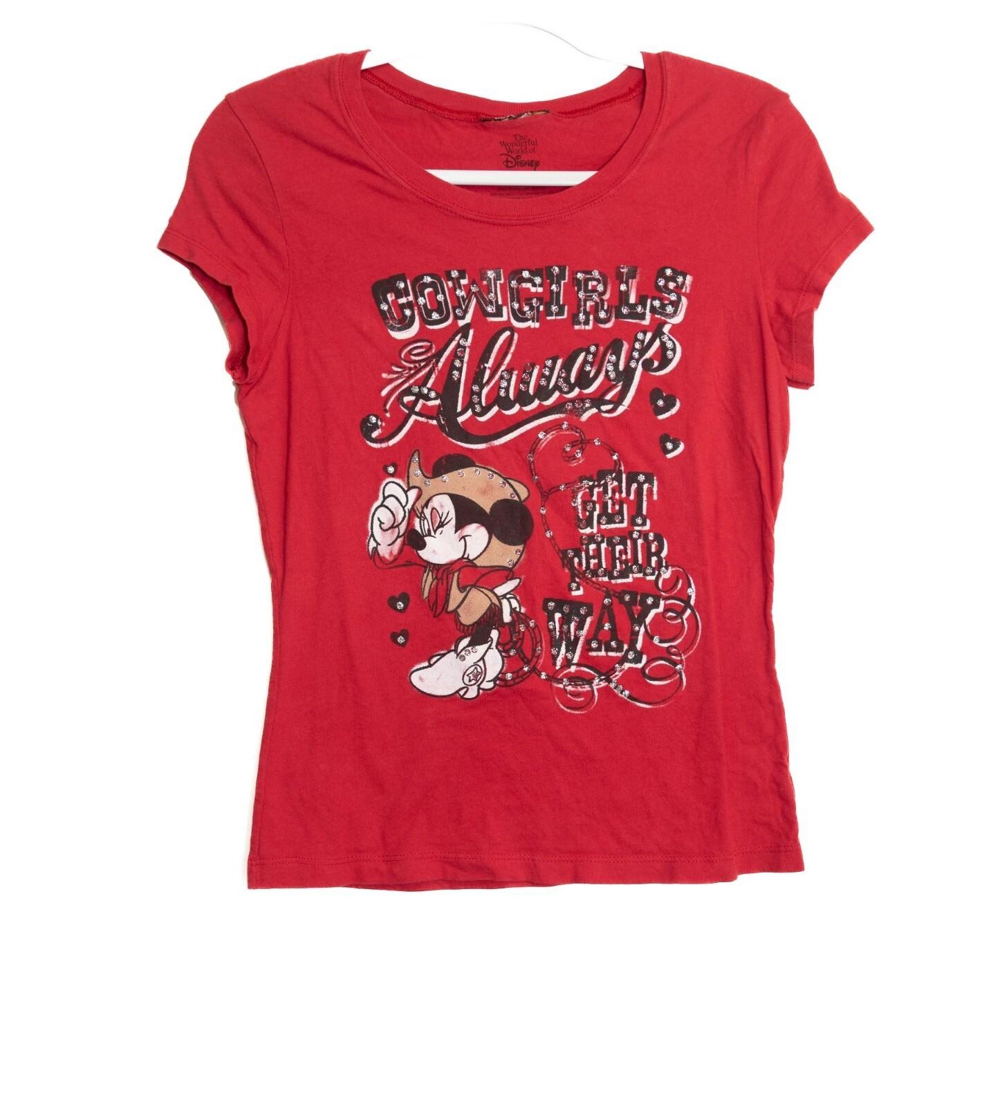 Disney Cowgirls Always Get Their Way Red Minnie Mouse Youth Size XL Graphic Te S
