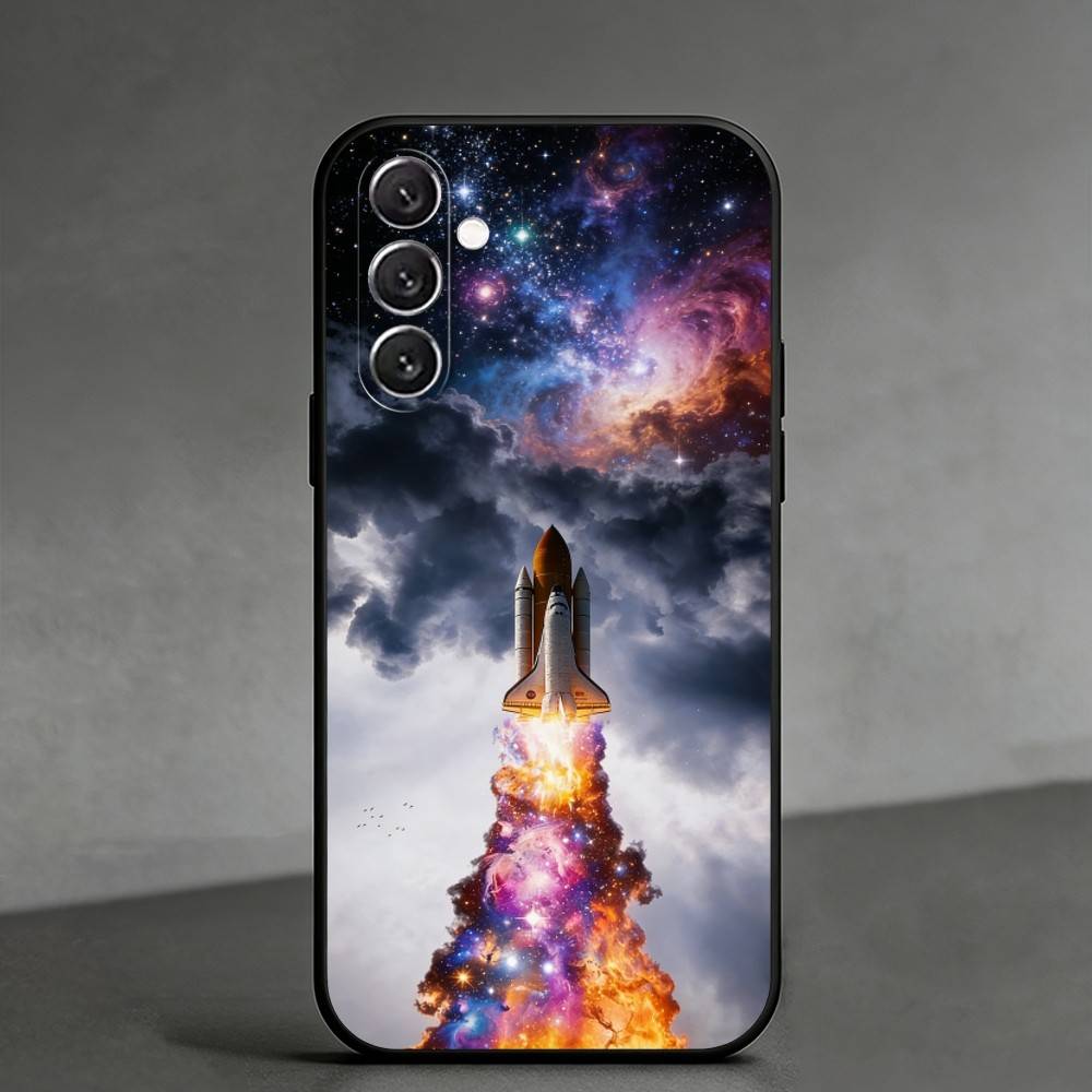 S-space plane Phone Case For Samsung Galaxy A91,80,73,72 ,71,53,52,32 ,31,22,21s,20,Soft Black Case Samsung a22 4g